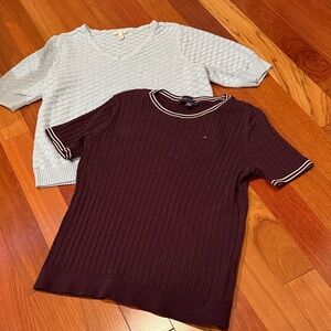 Tommy Hilfiger & Ella Moss Women’sShort Sleeve Tops - Light Blue & Dark Burgundy